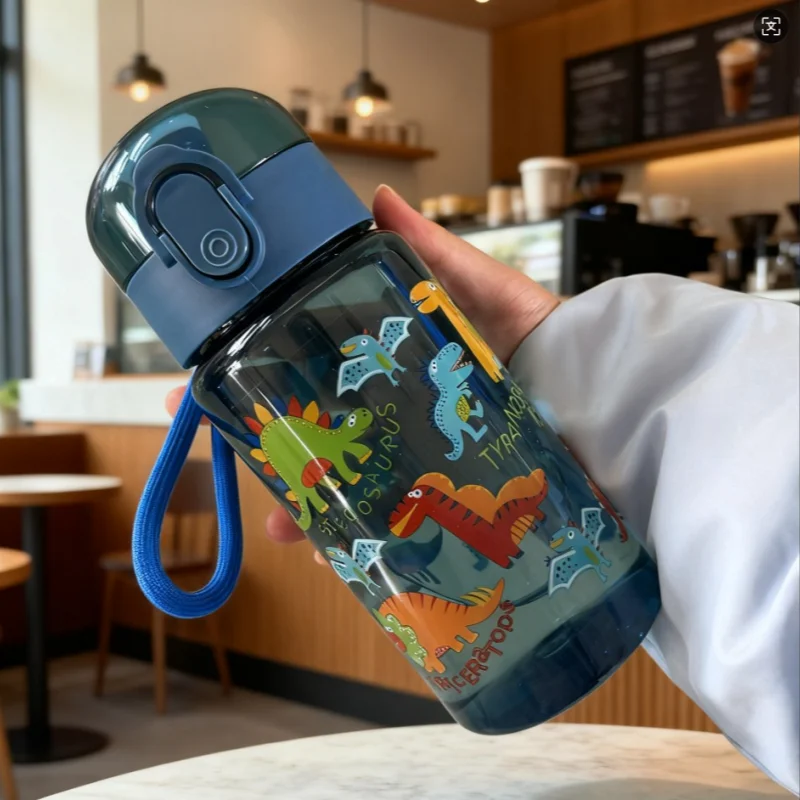 Children's Water Bottle for Summer Student Drinking Bottle Plastic 550ML Sports Water Bottle Portable Anti-fall and Leak Proof