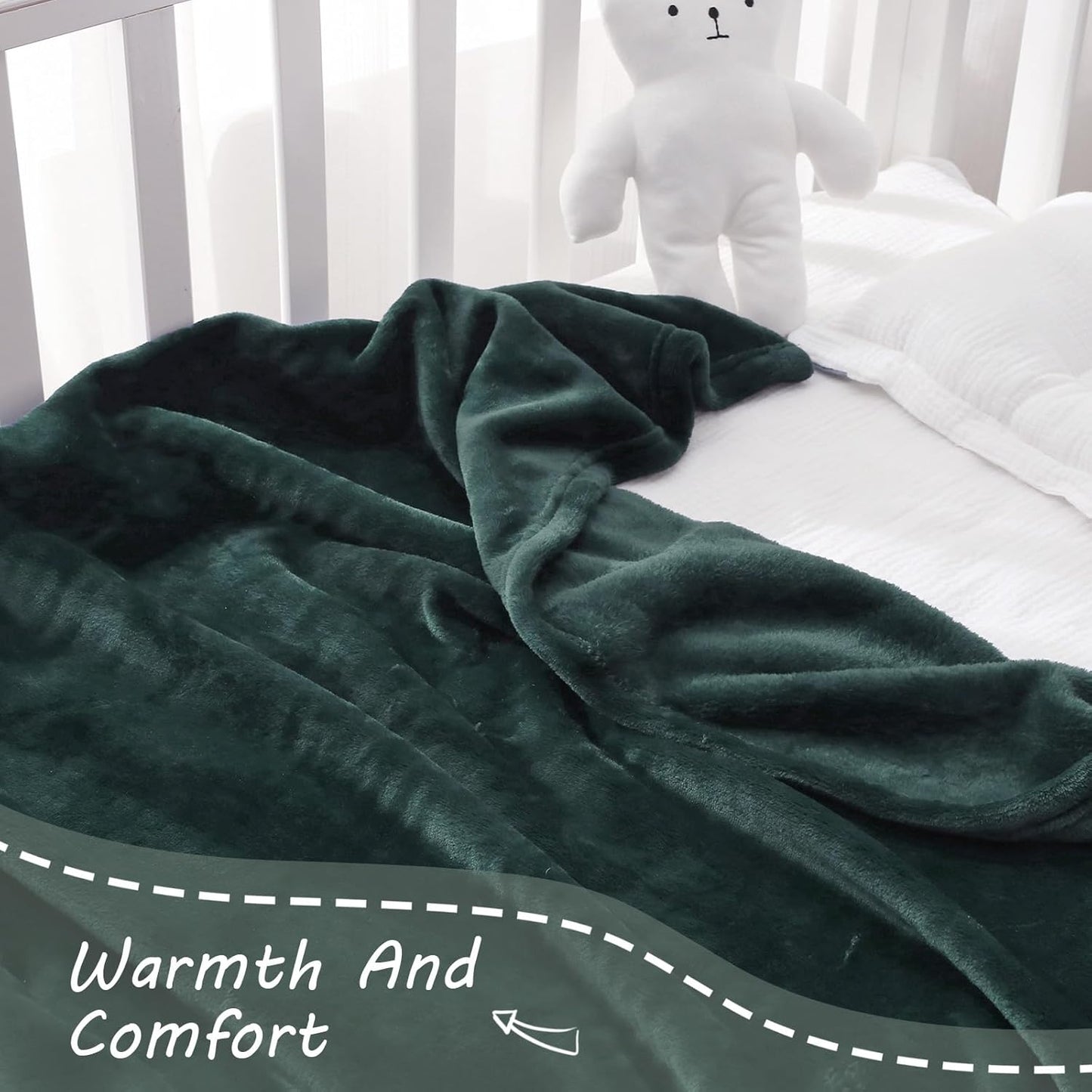Fleece Throw Blanket for Couch, Super Soft and Warm Blankets, Forest Green Throw All Season Use, Cozy, Plush, Lightweight, 40X50 Inches