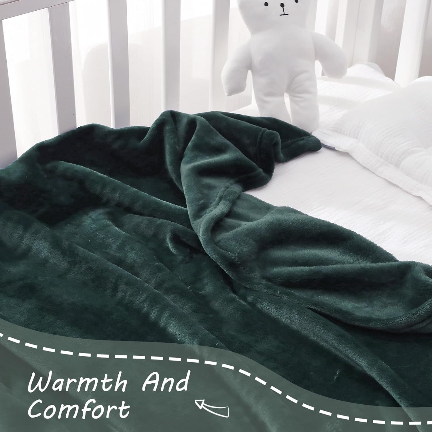 Fleece Throw Blanket for Couch, Super Soft and Warm Blankets, Forest Green Throw All Season Use, Cozy, Plush, Lightweight, 40X50 Inches