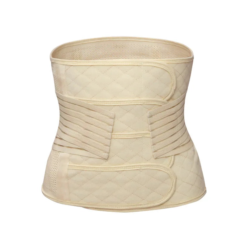 Birth Recovery Waist Trainer 2-Piece Set 4-Panel Maternity Postpartum Belly Band Breathable Thin C‑Section Natural