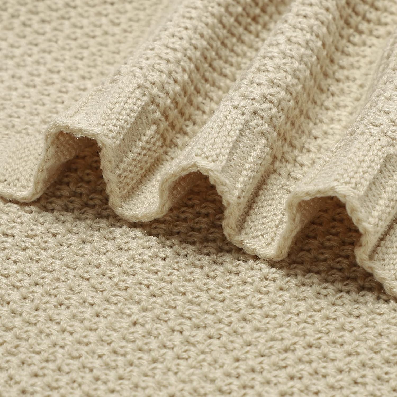 Baby Blanket Knit Swaddle Blanket Soft Warm Crochet Neutral Receiving Unisex Baby Blanket for Boys and Girls Light Camel40 X 30 Inches