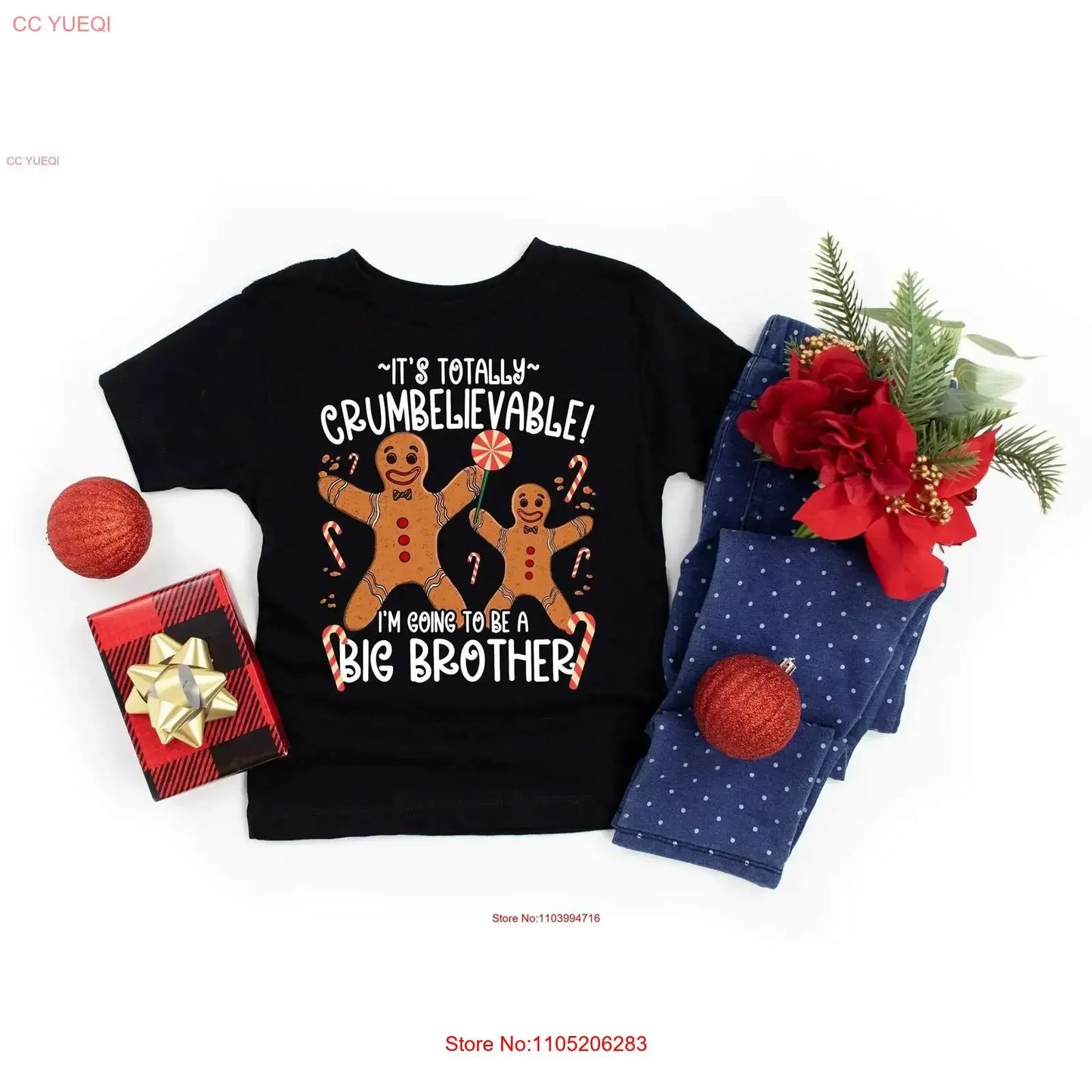 I'm Going to be a Big Brother Christmas Pregnancy Reveal T Shirt Gingerbread Man Baby Announcement Little Outfit vintage