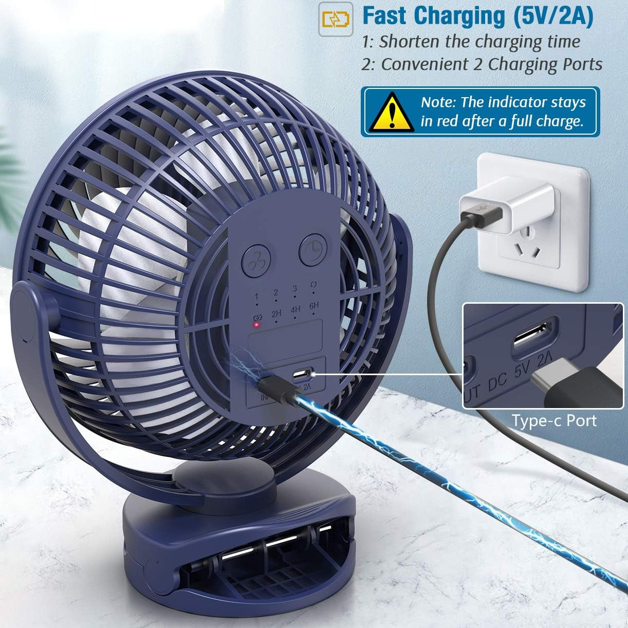 10000Mah Battery Operated Clip Fan with Hanging Hook, Super Strong Airflow, 4 Speeds, Sturdy Clamp, Timer, Portable Rechargeable Camping Fan for Desktop Tent Treadmill Golf Cart Hurricane, Lasts 40Hrs