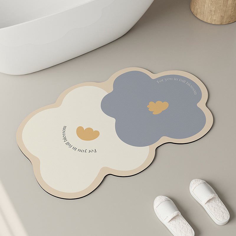 Domestic Toilet Non-slip Floral Foot Mat
