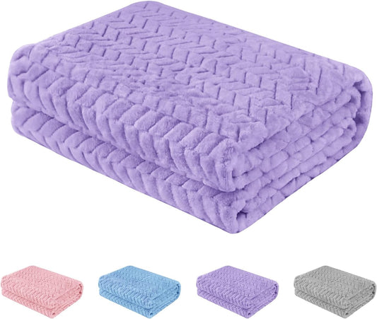 Baby Blanket Flannel, Cozy Throw Blankets for Newborn Infant and Toddler, Super Soft and Warm Receiving Baby Blanket for Crib Stroller (Purple 2532")