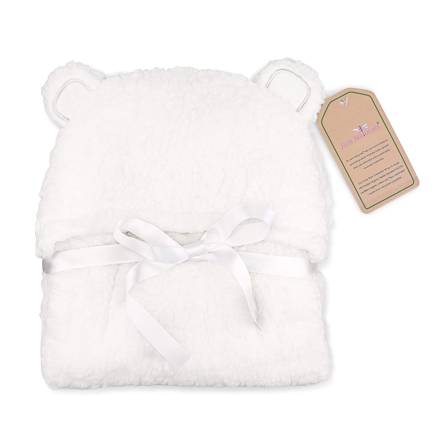 -Cute Bear Organic Newborn Swaddle Wrap- Gender Neutral Soft Baby Blanket (White, 3-6M)