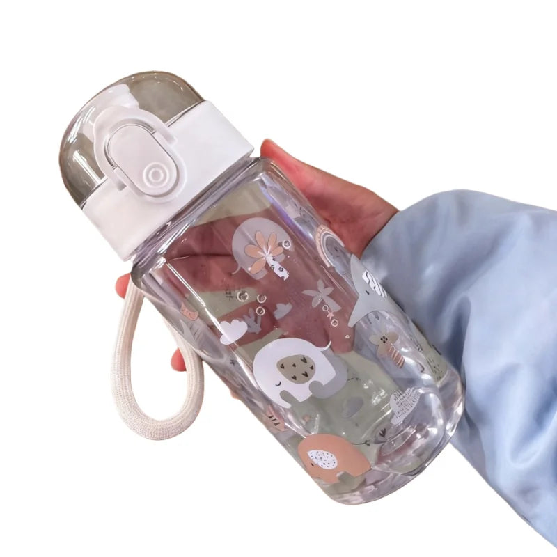 Children's Water Bottle for Summer Student Drinking Bottle Plastic 550ML Sports Water Bottle Portable Anti-fall and Leak Proof