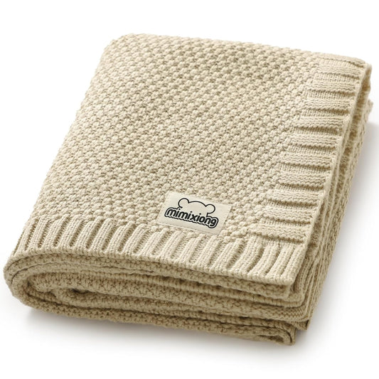 Baby Blanket Knit Swaddle Blanket Soft Warm Crochet Neutral Receiving Unisex Baby Blanket for Boys and Girls Light Camel40 X 30 Inches