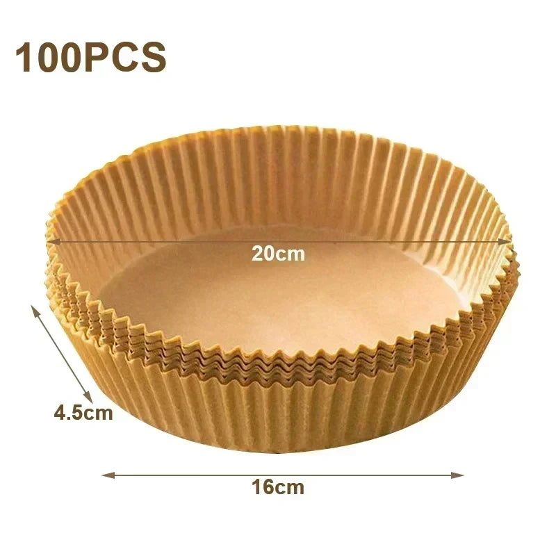50/100/200pcs Disposable Air Fryer Paper Round/Square Special Paper Food Silicon Oil Paper Air Fryer Liners Baking Paper