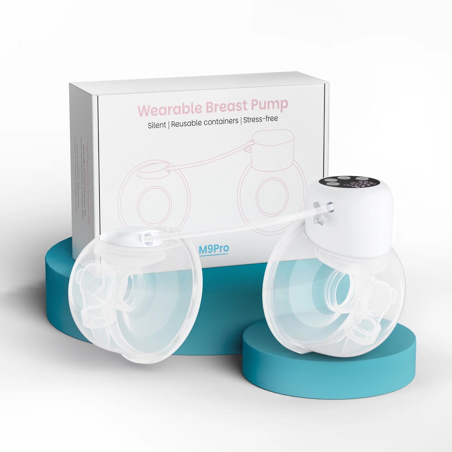 Dual Suction Electric Wearable Breast Pump 4 Modes 9 Levels Silent BPA-Free Hands Free Portable Breastfeeding,24mm Flange