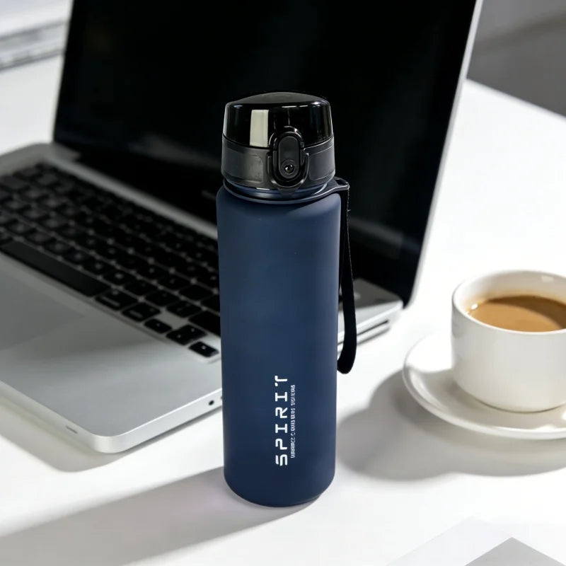 650ML Large Capacity Frosted Sports Water Bottle-Leak proof, BPA-Free PC with Silicone Straw & Carrying Rope，for Gym Outdoor