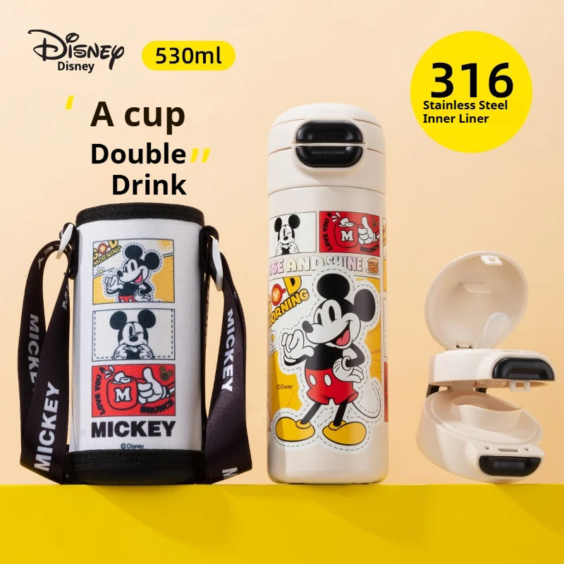 Disney Stitch Children's Water Bottle for School Use 316 Stainless Steel Insulated Cup with Dual-Drink Lid Water Flask with Cup