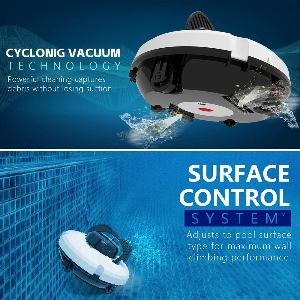 Automatic Robotic Pool Vacuum Cleaner Smart Pool Floor Cleaner Robot 5200mAh Battery Mini Cordless Pool Bottom Cleaning Machine