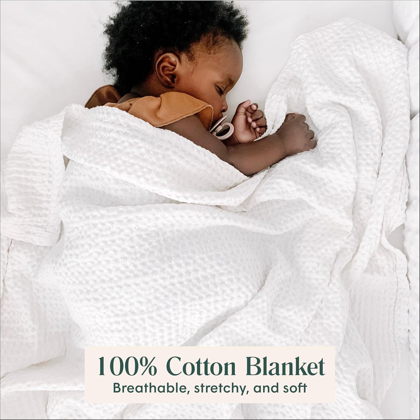 Waffle Baby Blanket Cotton Soft Breathable Swaddle Blanket for Nursery, Stroller & Crib Blanket - Receiving Blankets for Boys & Girls Gender Neutral Toddler Blanket