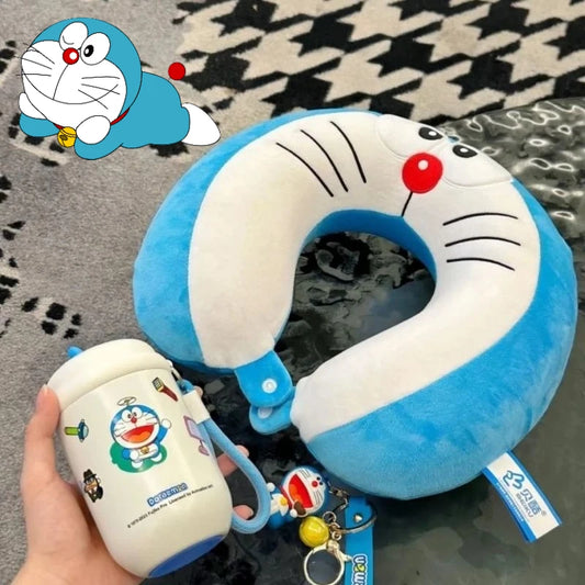Doraemon U-shaped Pillow Soft Sleep Neck Protection Pillow Office Travel Pillows Sleep Essentials Comfortable Relief Fatigue