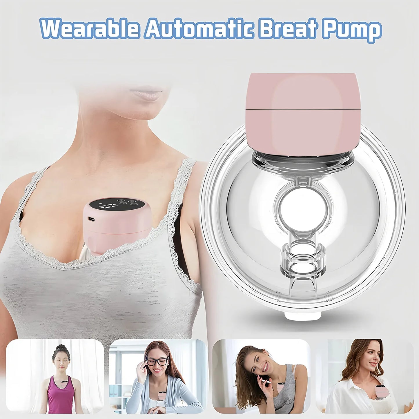 Wearable Electric Breast Pump Hands Free Smart Suction Milking Machine Wearable Silicone Portable Baby Breast Milk Breast Pump