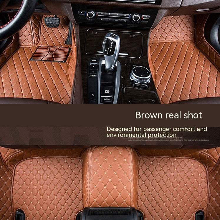 Car Foot Mat Fully Surrounded By Leather Floor Mat