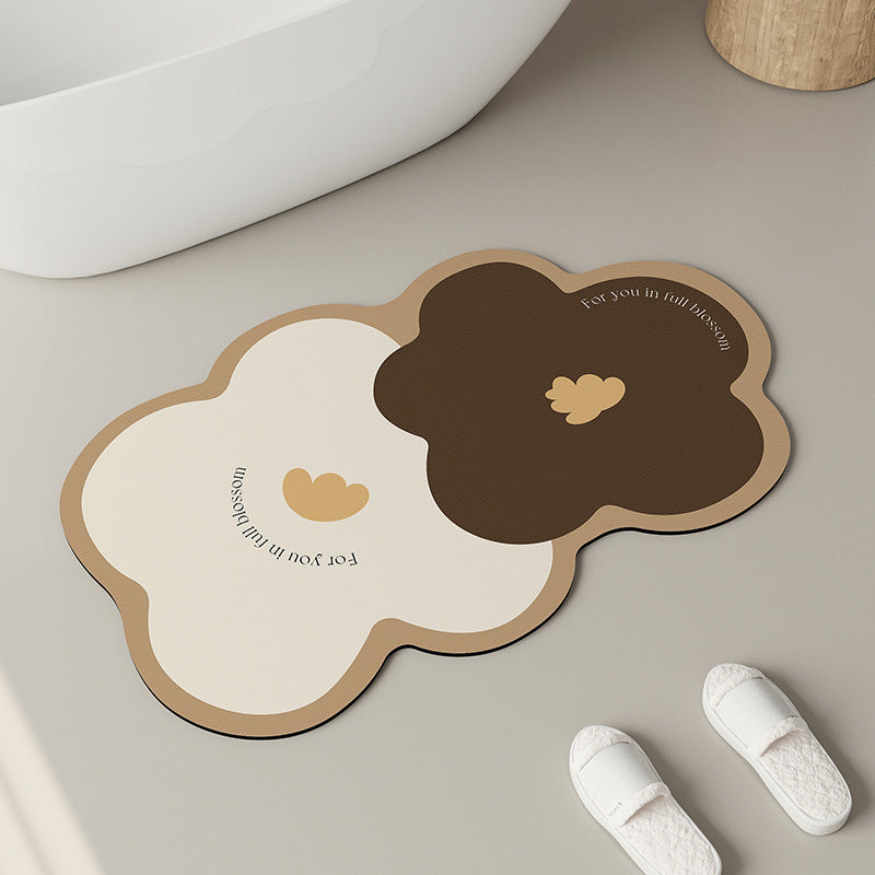 Domestic Toilet Non-slip Floral Foot Mat