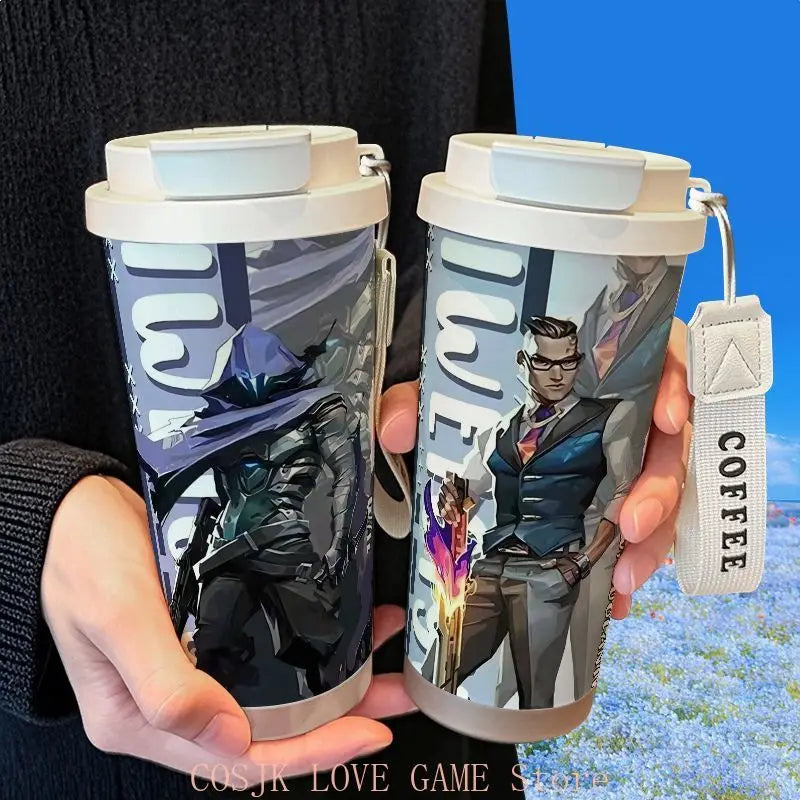Anime VALORANT Chamber 316 Stainless Steel Thermos Water Bottle Water Cup Anime Straw Water Cup Large Capacity Coffee Cup