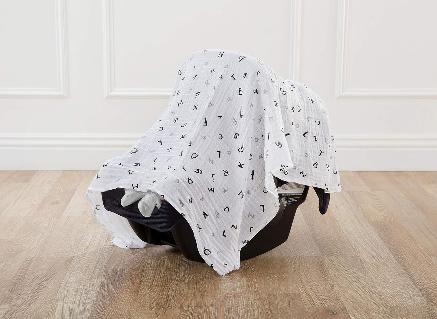 100% Cotton Muslin Swaddle Blanket, Soft, Breathable & Lightweight, Gray Stars/Moon, 47" X 47" for Boys and Girls, Perfect for Swaddling, Travel and Gifting