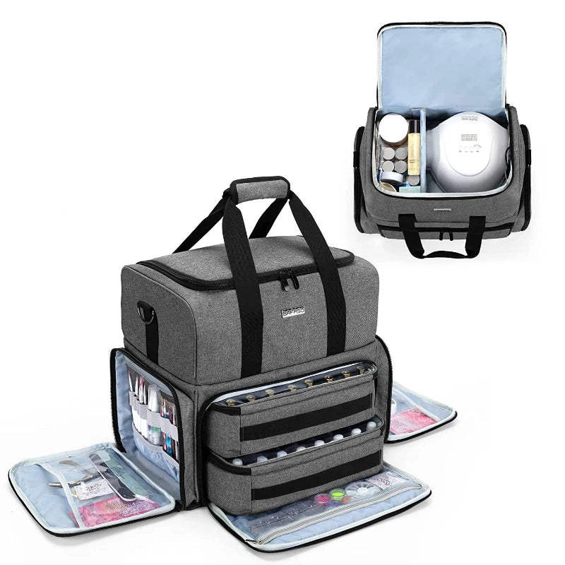 Portable 3-Layer Nail Polish & Essential Oil Storage Bag Multi-Function Women's Travel Organizer Storage Shoulder Bag Nail Tool