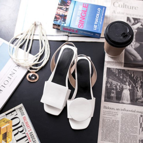 Large-size Decorative Sandals With Round Or Square Designs