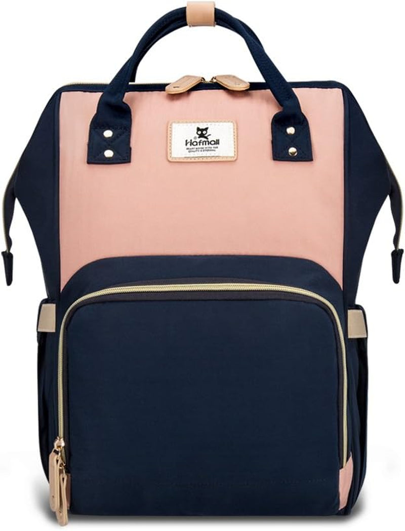 Diaper Bag Backpack - Waterproof Travel Nappy Bag Multifunction Baby Bag (Pink&Navy Blue)