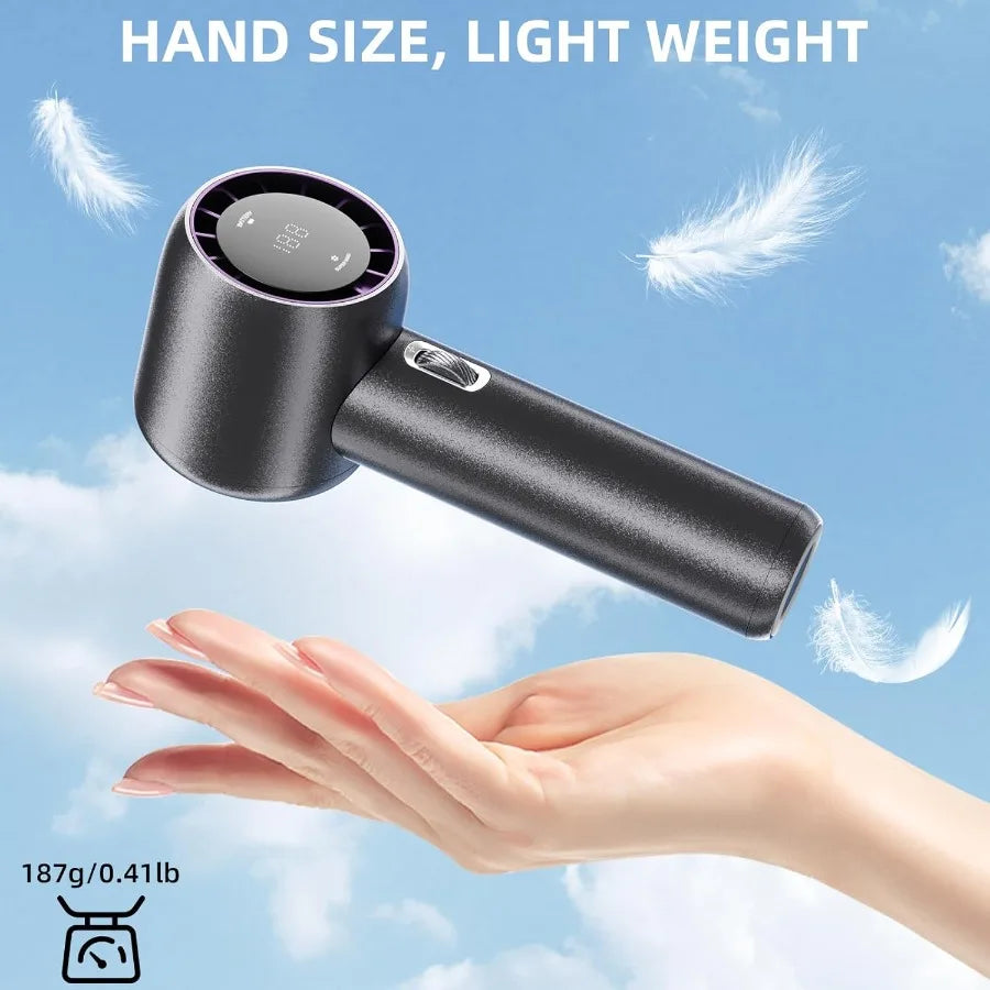 GF02 Portable Handheld FanSpeed 1199 Turbo Wind 3600mAh Battery Operated Blow Cold Air with Digital Display Travel Essentials f