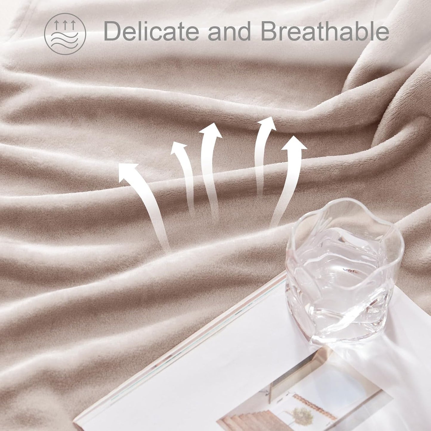 Fleece Blanket Queen Size for Bed, Super Soft and Warm, All Season Use, Cozy, Plush, Lightweight, 90X90 Inches, Camel