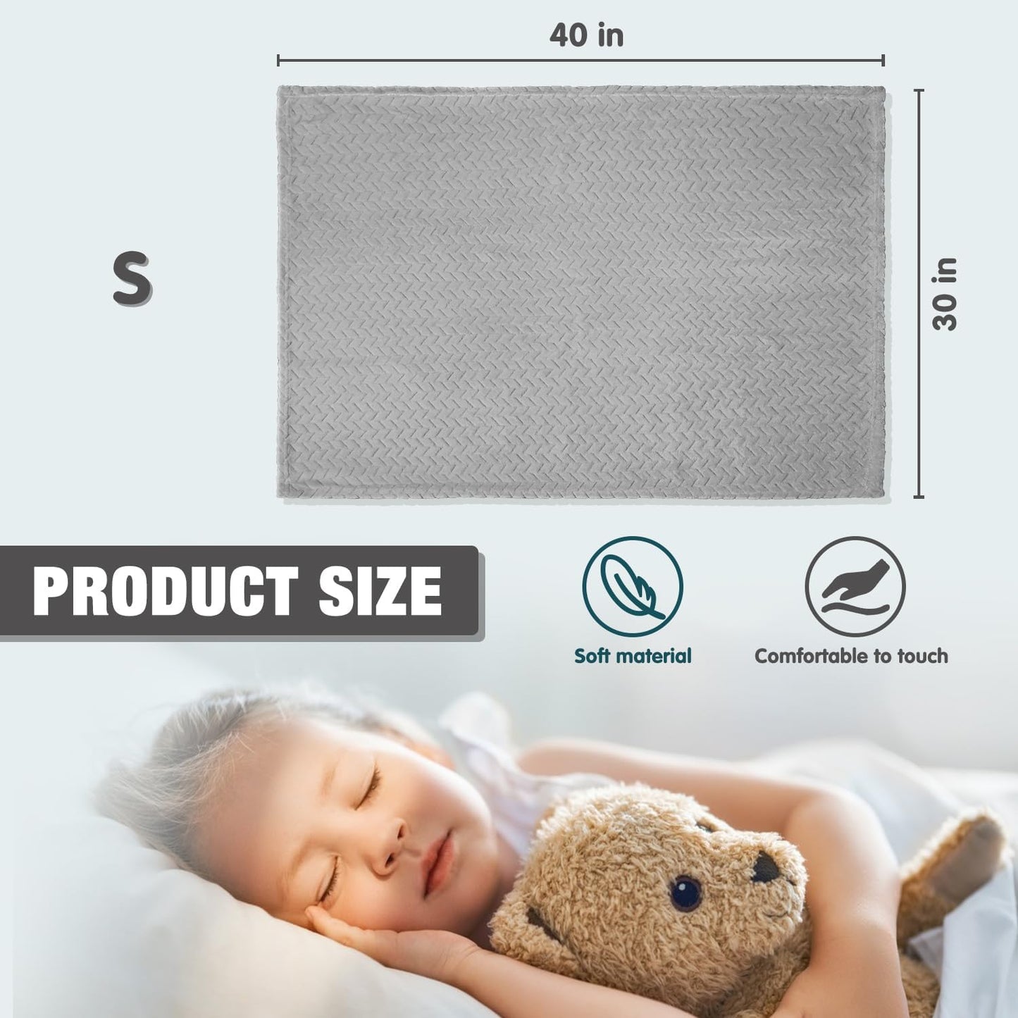 Baby Blanket Flannel, Cozy Throw Blankets for Newborn Infant and Toddler, Super Soft and Warm Receiving Baby Blanket for Crib Stroller (Grey 3040")