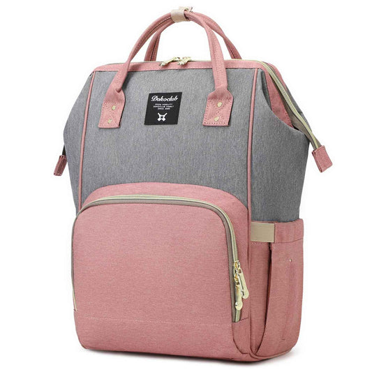 Diaper Bag Backpack, Multifunction Baby Bags, Large Capacity Nappy Changing Bags, Waterproof Travel Backpack,Stylish Durable, Hooks and Changepad, Pink Grey