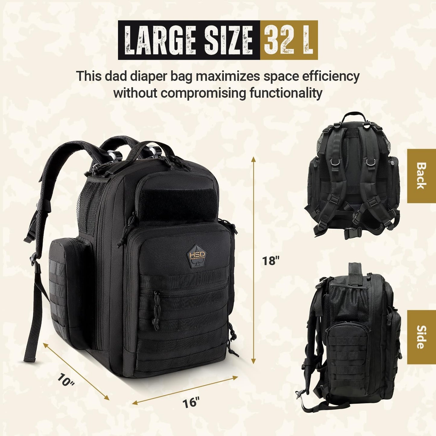 - Baby Diaper Backpack, Military-Grade, Waterproof, Compact Baby Travel Bag with Diaper Changing Mat