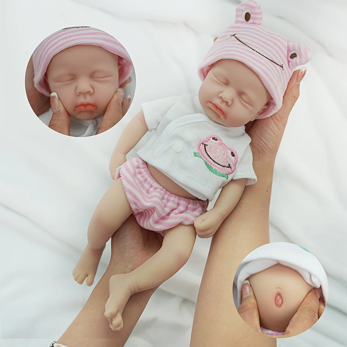 12" Micro Preemie Full Body Soft Silicone Baby Doll Girl Lifelike Mini Reborn Doll Surprise Children Anti-Stress My Melody