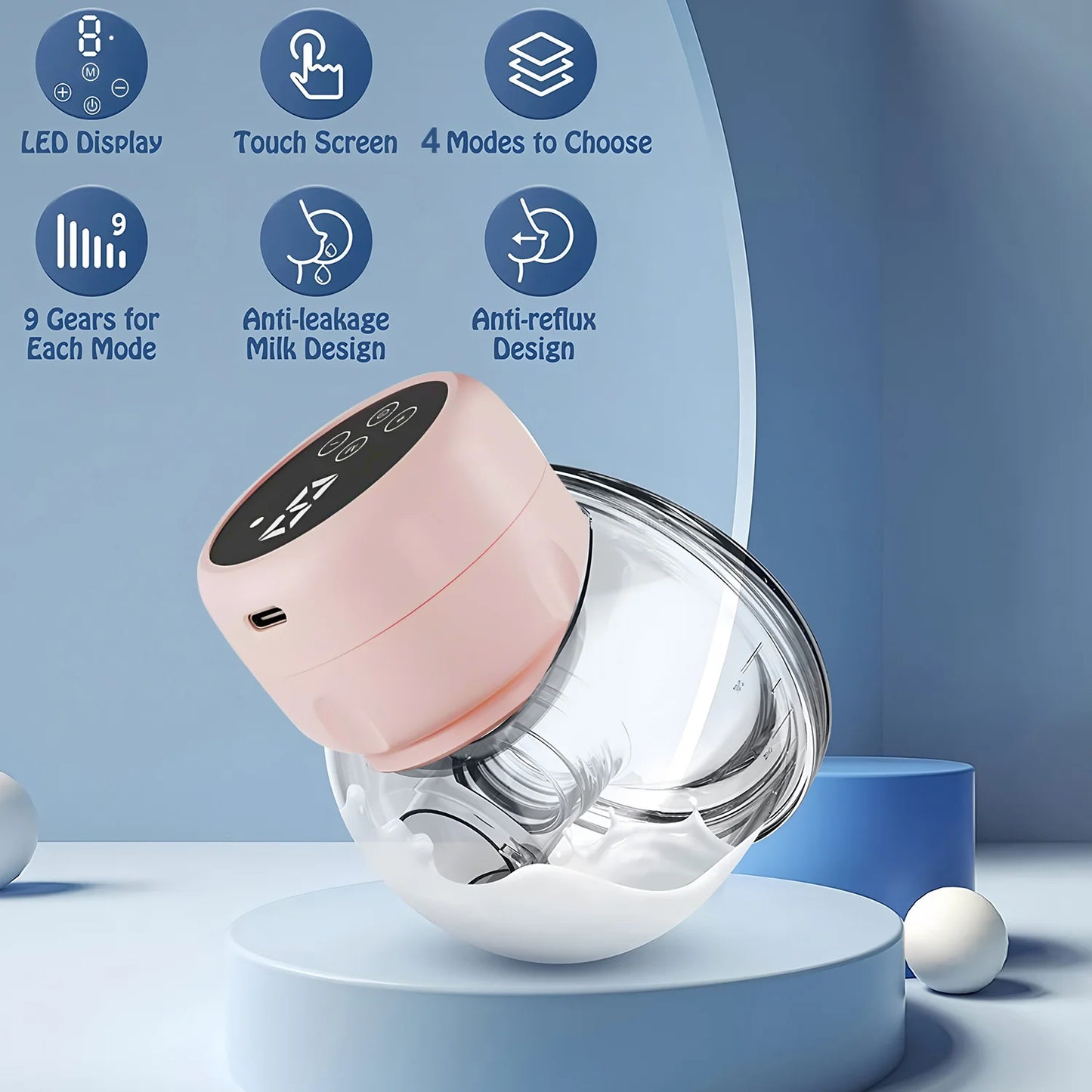 Wearable Electric Breast Pump Hands Free Smart Suction Milking Machine Wearable Silicone Portable Baby Breast Milk Breast Pump