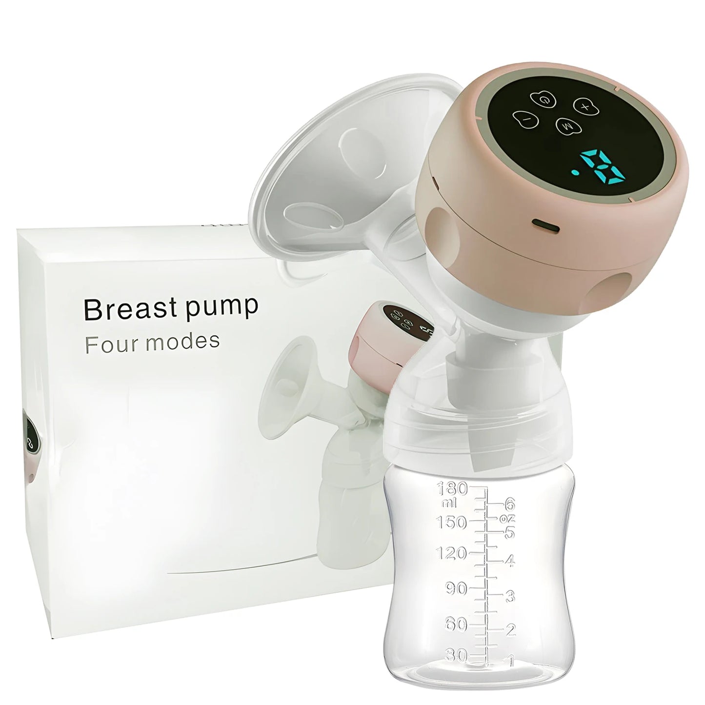 Rechargable Breast Pump Low Noise Electric Milk Puller Automatic Milker Comfort Breastfeeding Postpartum Care 180ML Milk Bottle