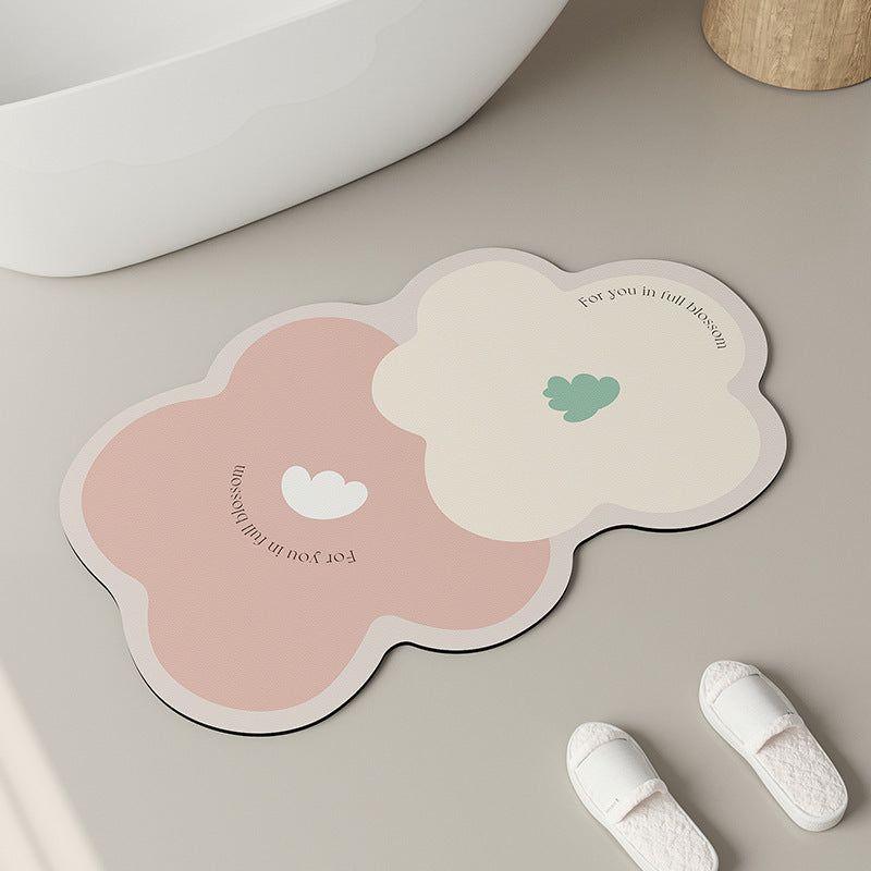 Domestic Toilet Non-slip Floral Foot Mat