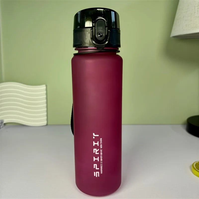 650ML Large Capacity Frosted Sports Water Bottle-Leak proof, BPA-Free PC with Silicone Straw & Carrying Rope，for Gym Outdoor