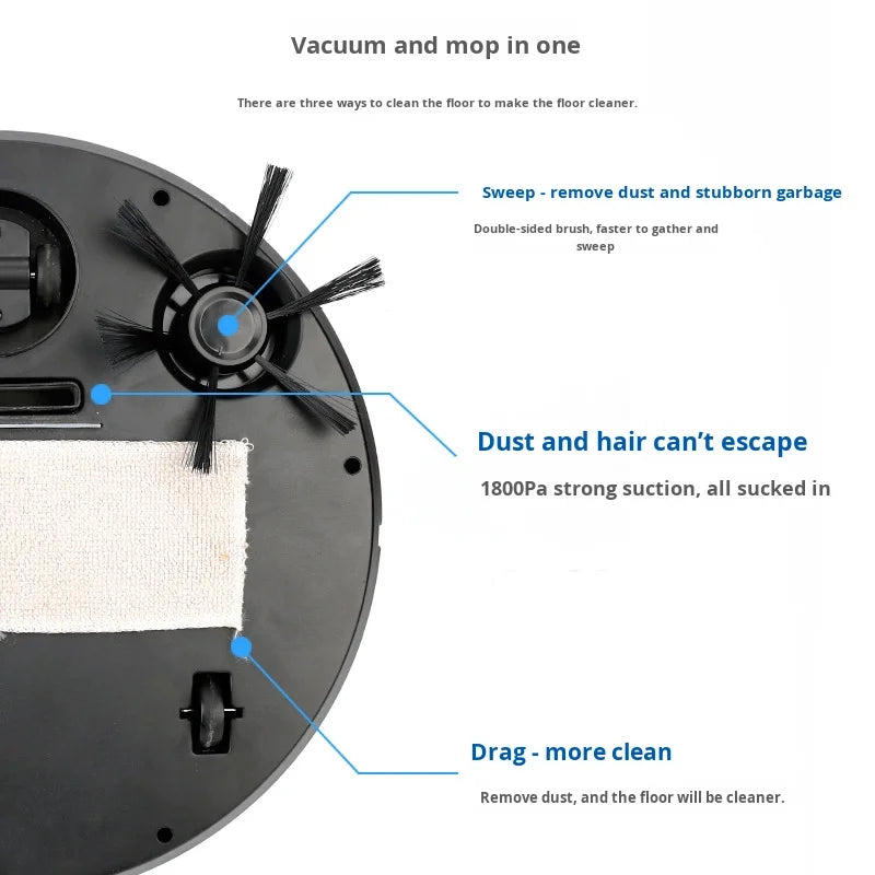 Cross-Border Home Use Wireless Automatic Smart Sweeping Robot Five-In-One Vacuum Cleaner Vacuuming Humidifying Features