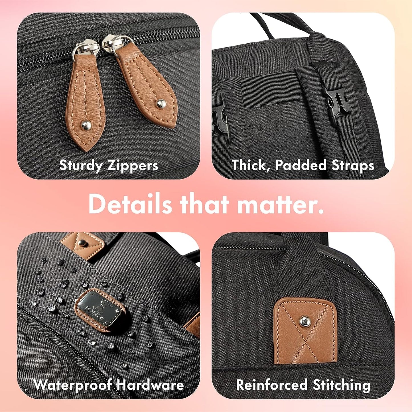 Diaper Bag Backpack with Portable Changing Pad, Pacifier Case and Stroller Straps, Large Unisex Baby Bags for Boys Girls, Multipurpose Travel Back Pack Moms Dads, Black