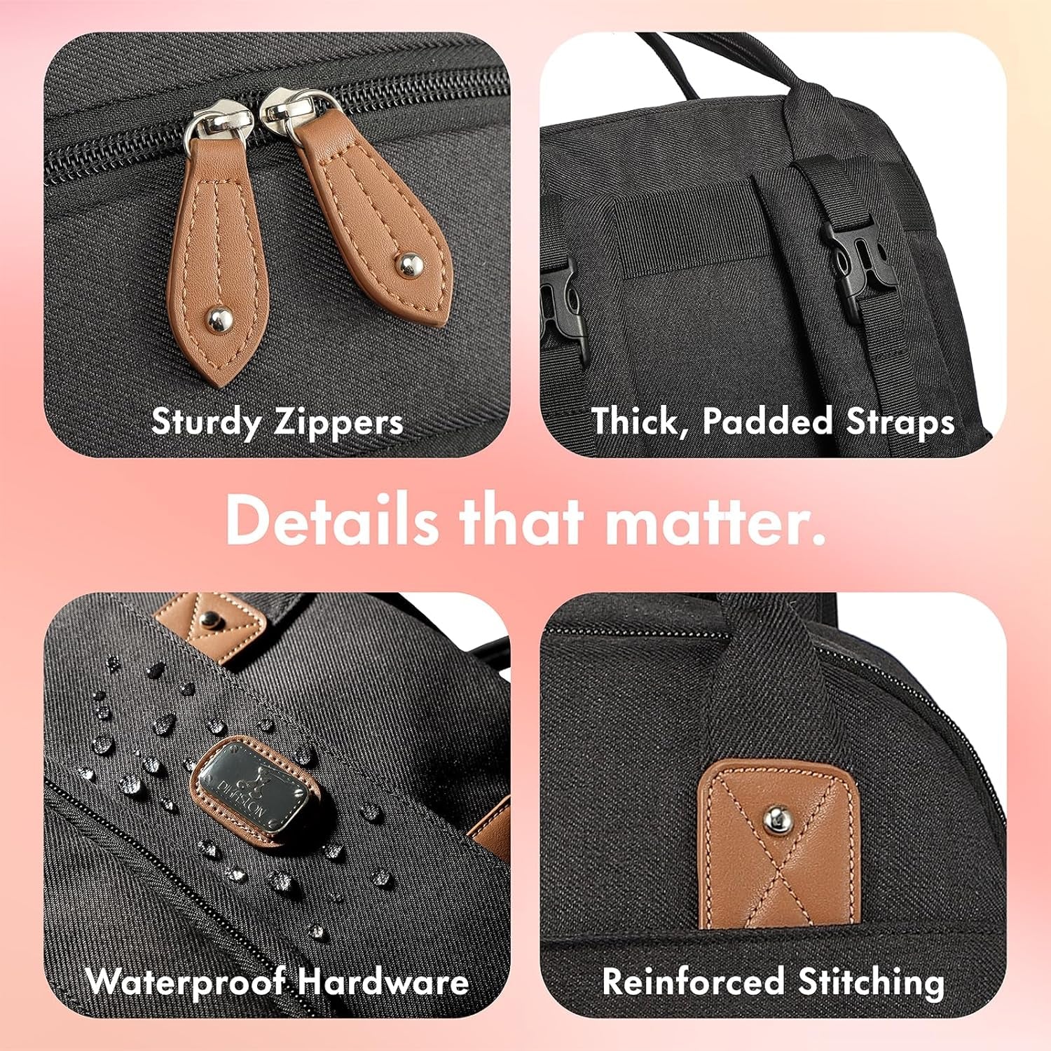Diaper Bag Backpack with Portable Changing Pad, Pacifier Case and Stroller Straps, Large Unisex Baby Bags for Boys Girls, Multipurpose Travel Back Pack Moms Dads, Black