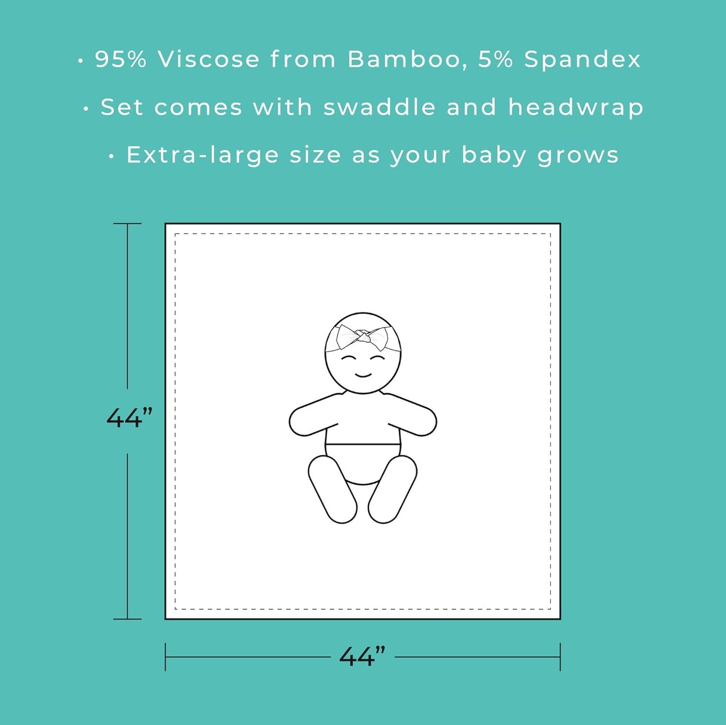 Swaddle Blanket & Headband Set – Viscose from Bamboo Stretchy Baby Swaddle for Newborn Girls, Receiving Blanket or Nursing Cover (Denim Blue)