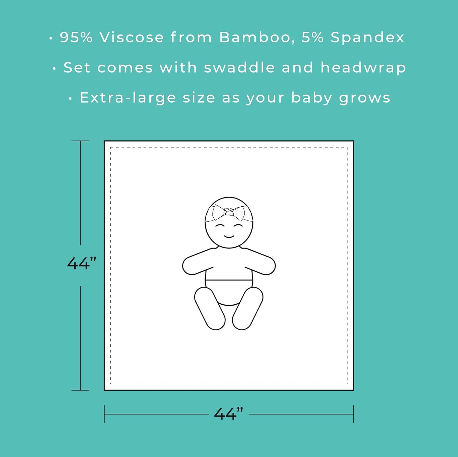 Swaddle Blanket & Headband Set – Viscose from Bamboo Stretchy Baby Swaddle for Newborn Girls, Receiving Blanket or Nursing Cover (Denim Blue)