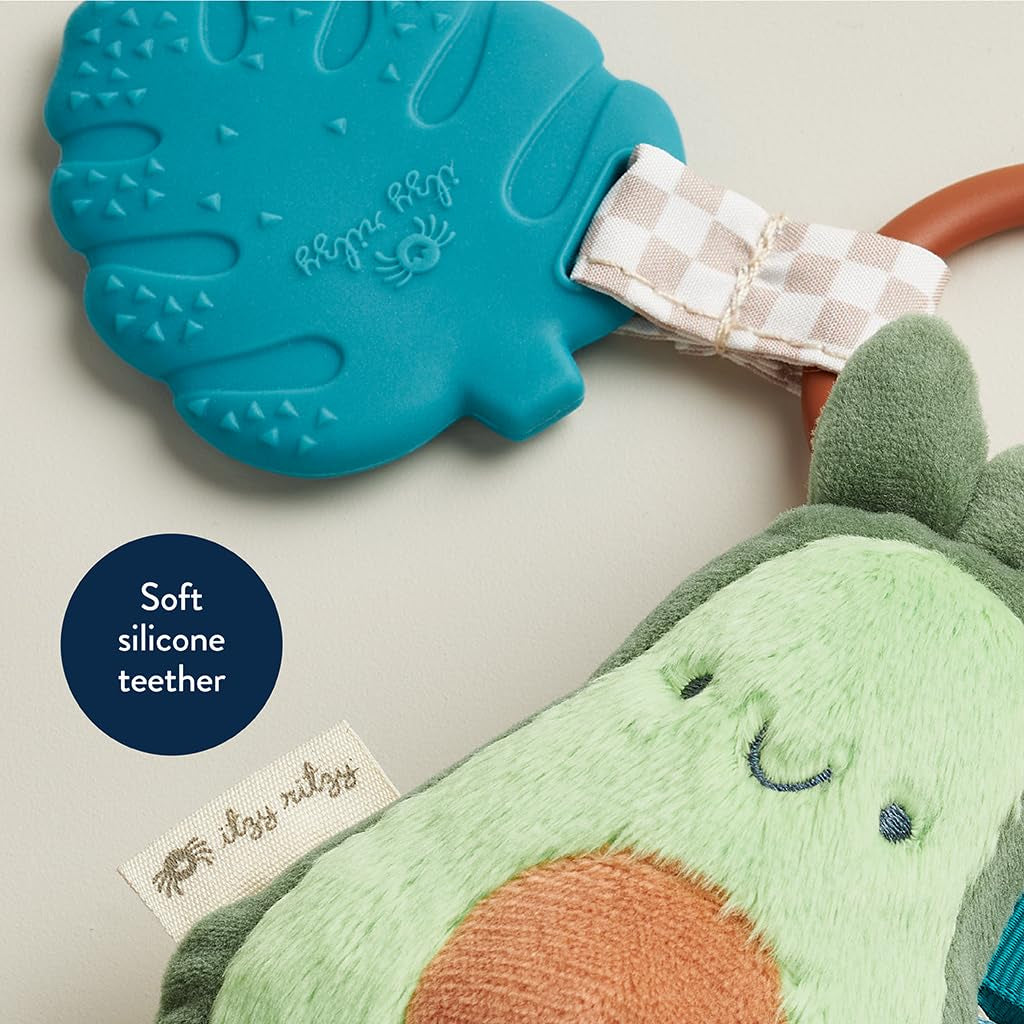 Infant Toy & Teether - Itzy Pal Baby Teething Toy Includes Lovey, Crinkle Sound, Textured Ribbons & Silicone Teether for Newborn (Avocado)