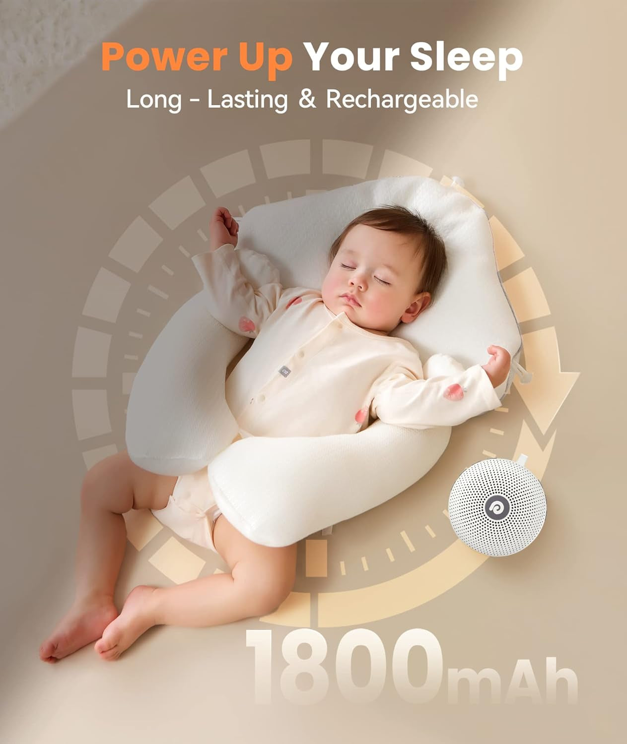 Portable Noise Machine for Baby Adult, Features Powerful Battery, 21 Soothing Sound, Noise Canceling for Office & Sleeping, Sound Therapy for Home, Travel, Registry Gift, Classic White
