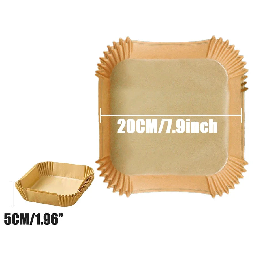 50/100PCS Air Fryer Disposable Paper Square Round Baking Paper Barbecue Plate NonStick Mat Kitchen Oven Oil Absorbing Paper Tool