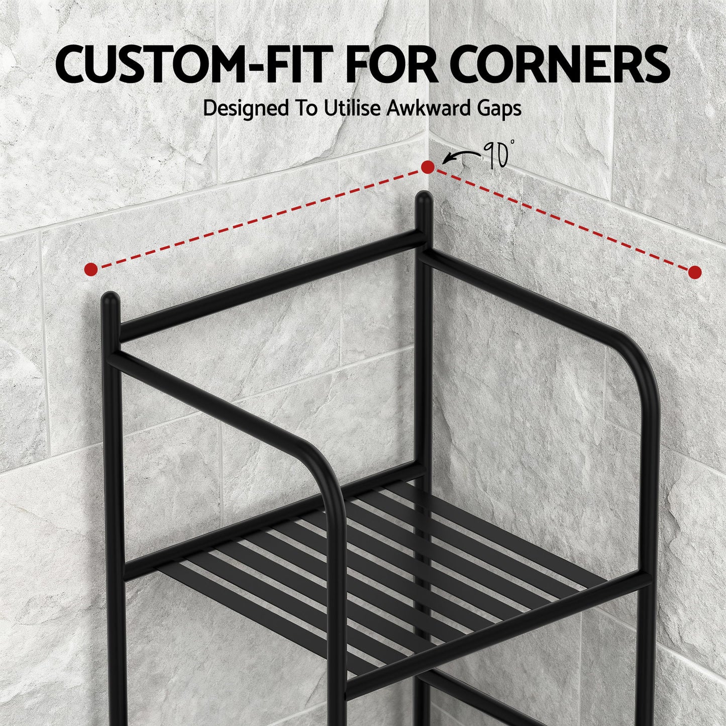 Artiss 5 Tier Floor Standing Corner Shower Caddy Bathroom Organizer Black