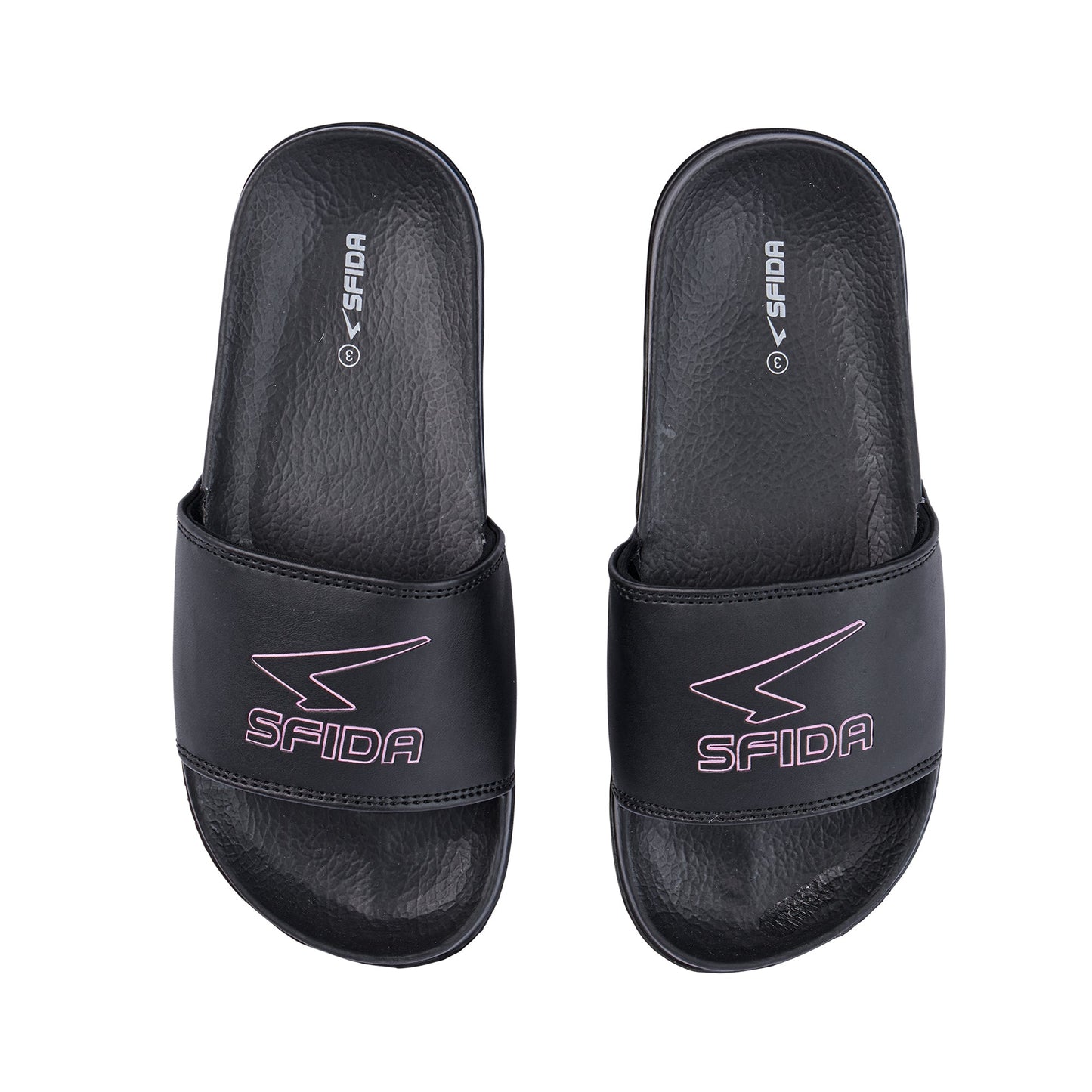 Laze Girls Slides Black/Metallic Blush