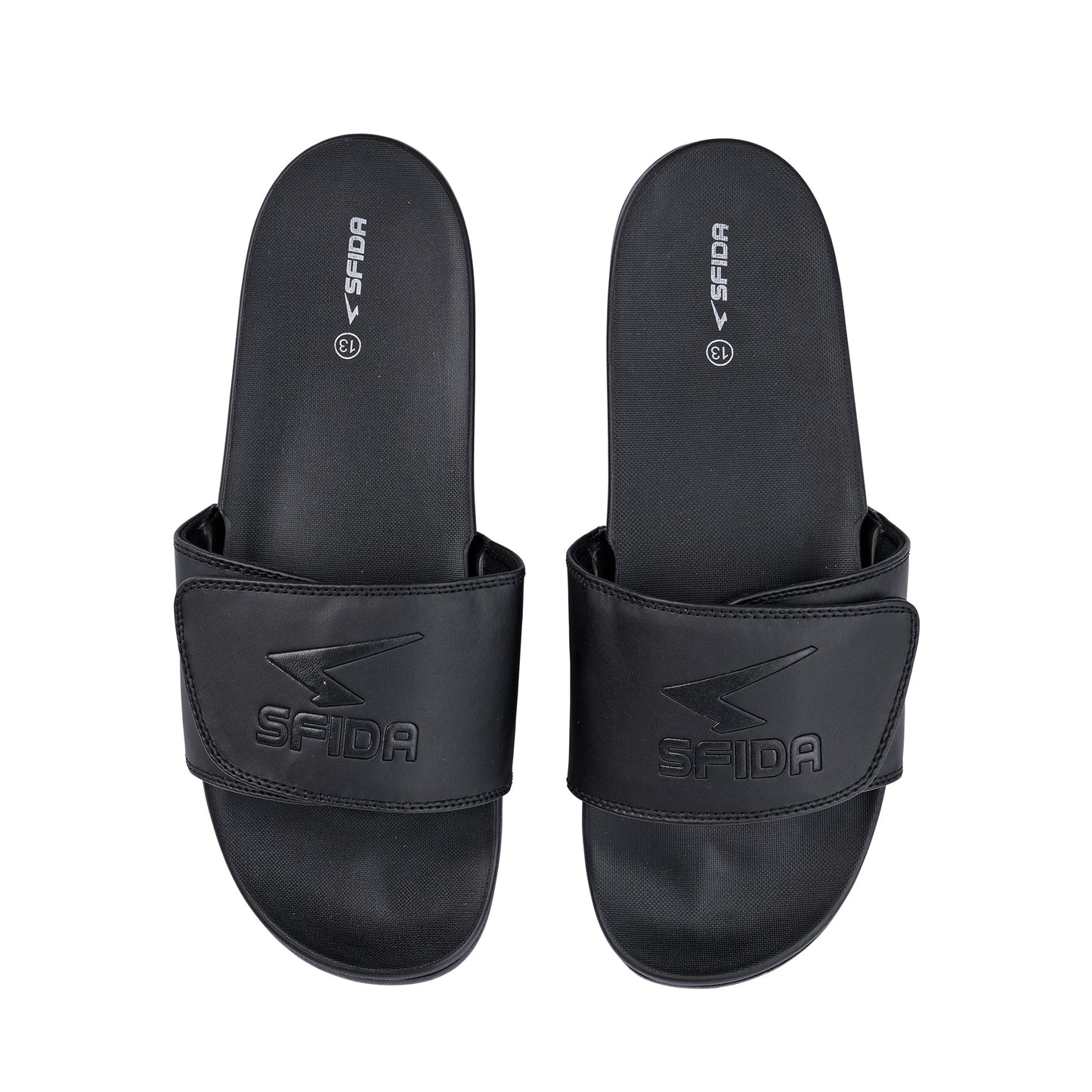 Laze Mens Adjustable V Strap Slides - BLACK