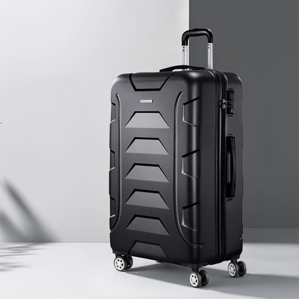 Wanderlite 28 Inch Luggage with TSA Lock Spinner Travel Suitcase Carry On Hard Shell Luggage Case Black