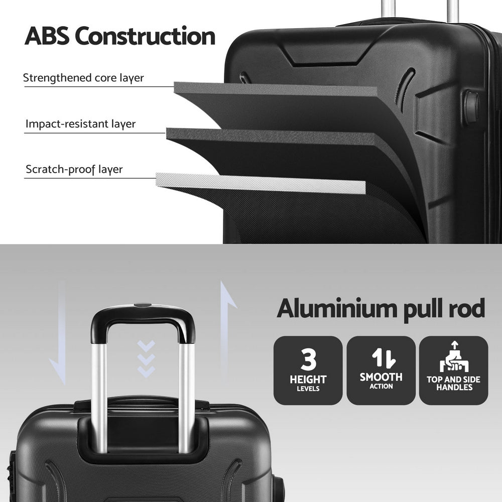 Wanderlite 28 Inch Luggage with TSA Lock Spinner Travel Suitcase Carry On Hard Shell Luggage Case Black